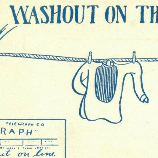 "A Washout On The Line" c1905 Undivided NP Comic Telegraph Humor Postcard