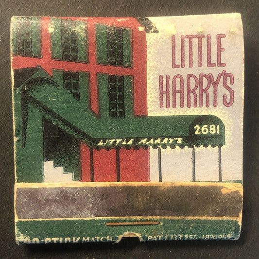 Little Harry's Restaurant Detroit Vintage Full Matchbook c1930's-40's Scarce