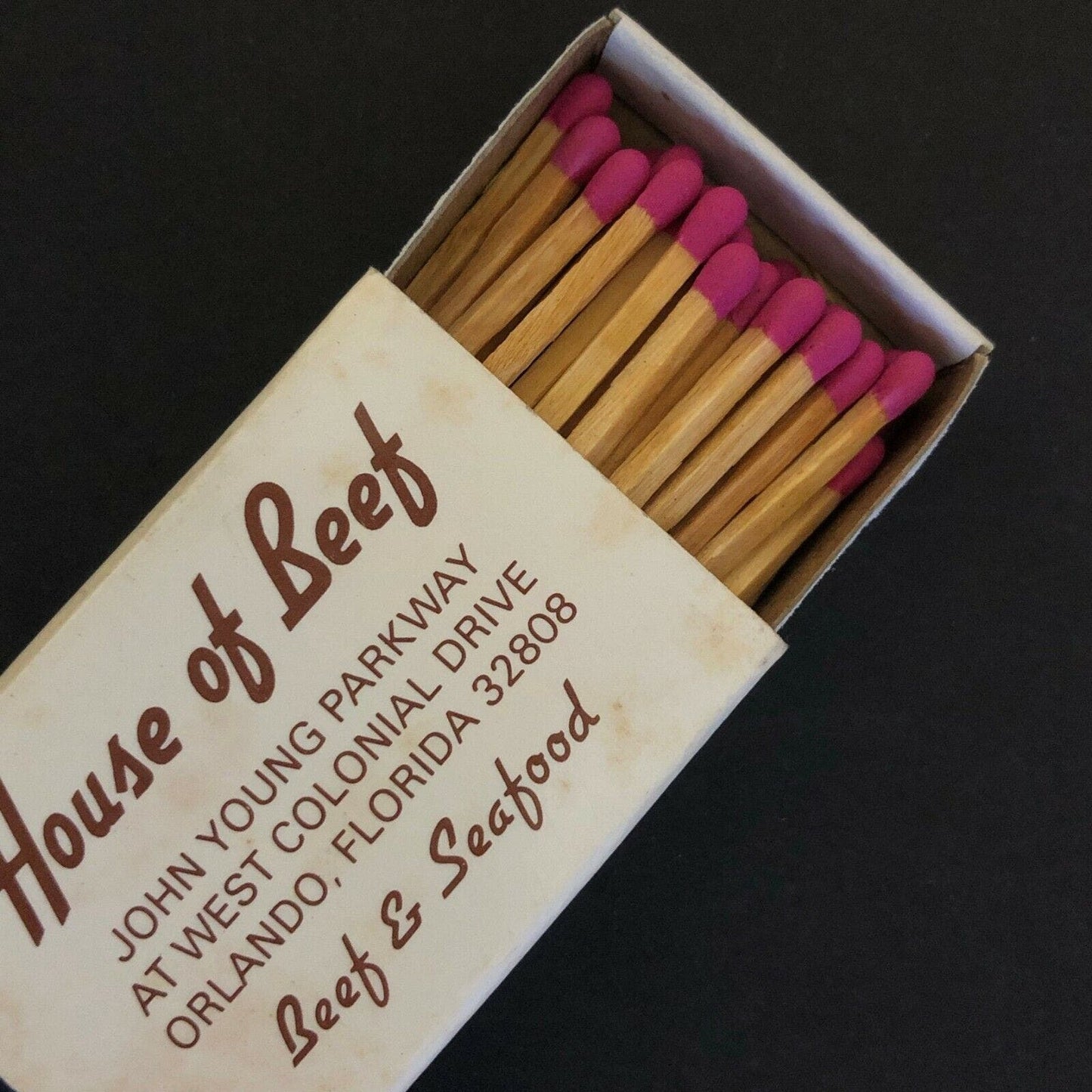c1980's Wooden Matchboxes Matchbooks House of Beef" Restaurant Orlando, Florida