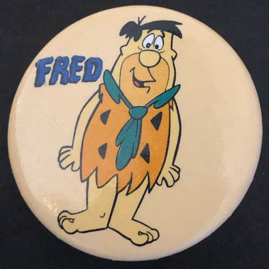 Fred Flintstone / Hanna Barbara Productions 1985 1 1/4" Pin Back Button - VGC