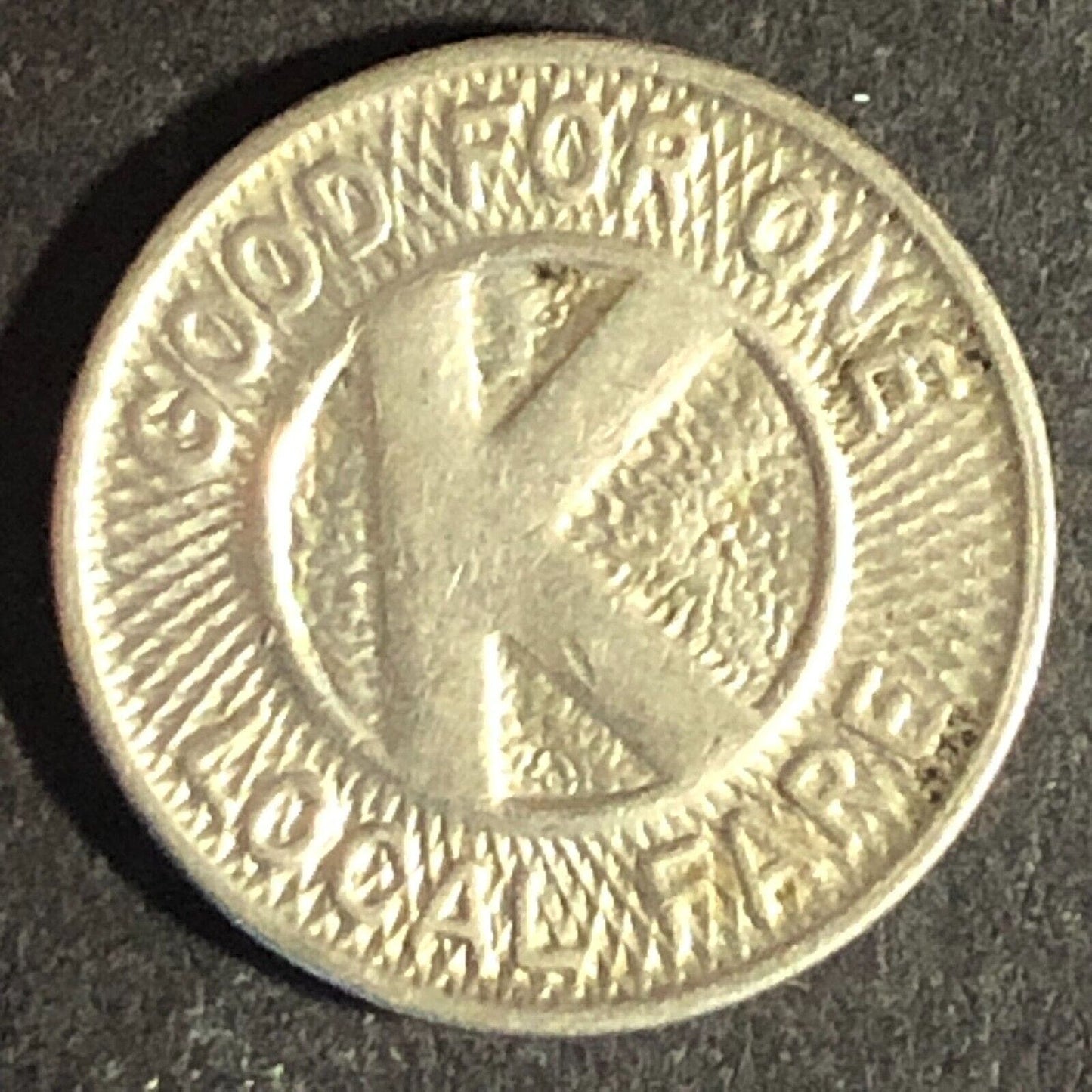 Key System Oakland, CA WM G/F One Local Fare "K" Transit Token 16mm