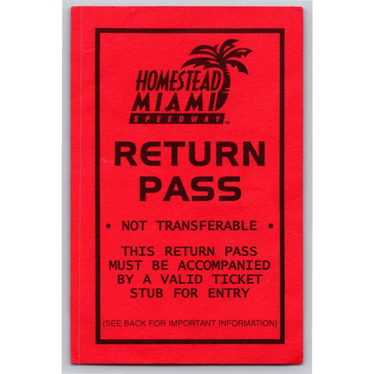 Homestead Miami Speedway Return Pass - VGC