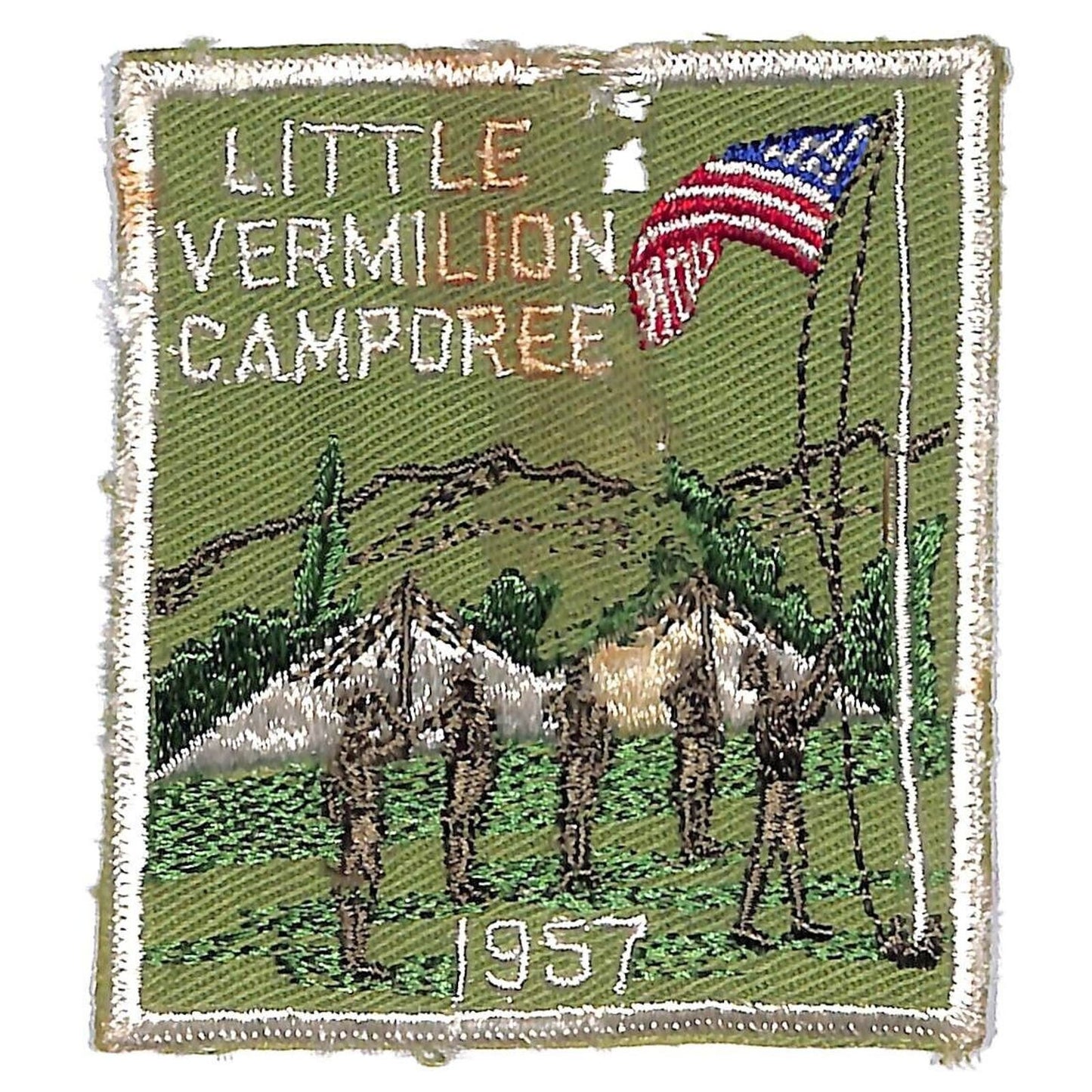 BSA Patch Little Vermilion Camporee 1957 Boy Scouts Piankeshaw Scarce Damaged