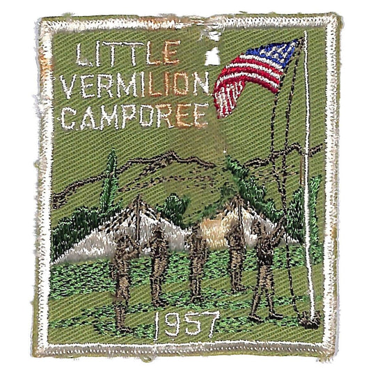 BSA Patch Little Vermilion Camporee 1957 Boy Scouts Piankeshaw Scarce Damaged