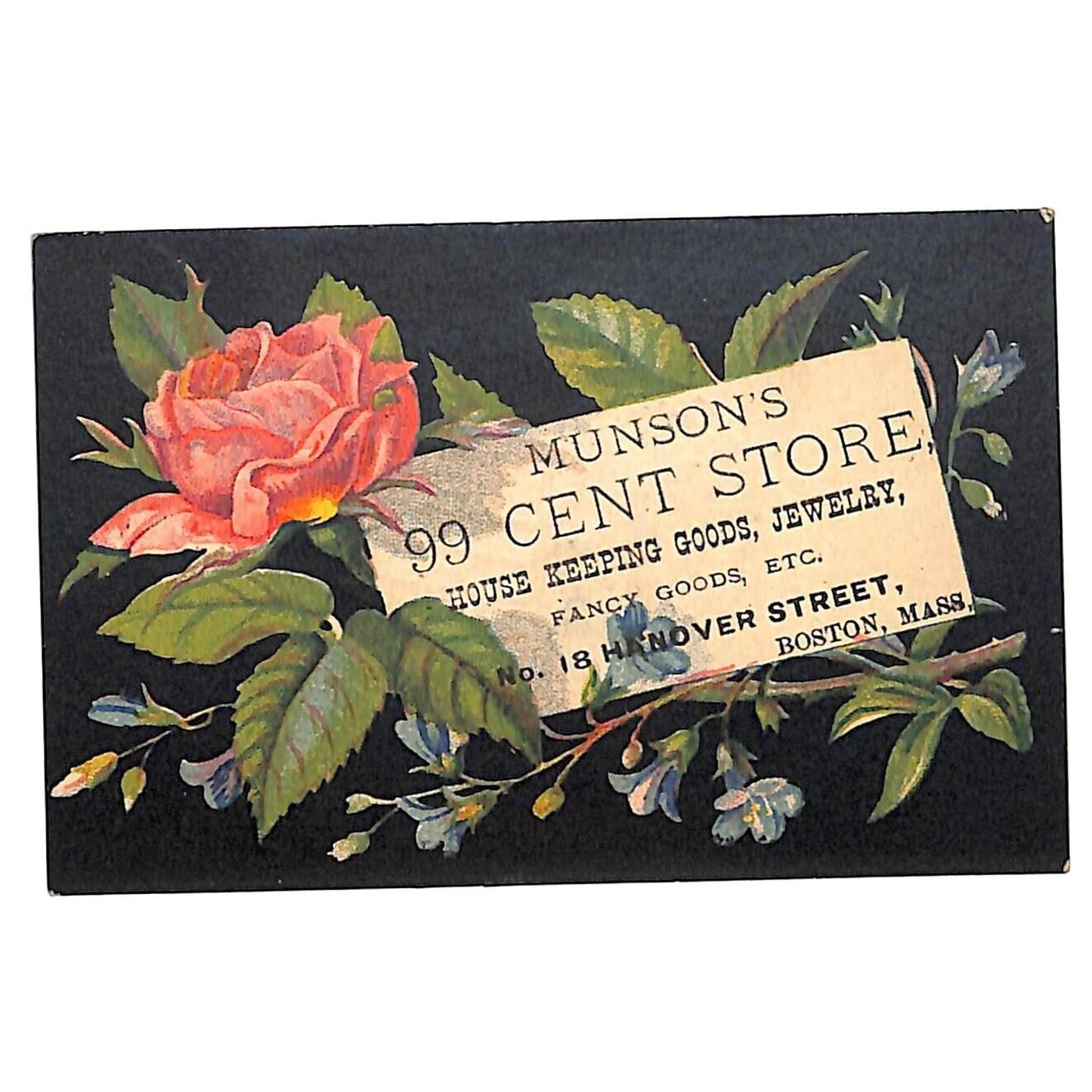 Boston, MASS Victorian Trade Card Munson's 99 Cent Store East Lake Rocker
