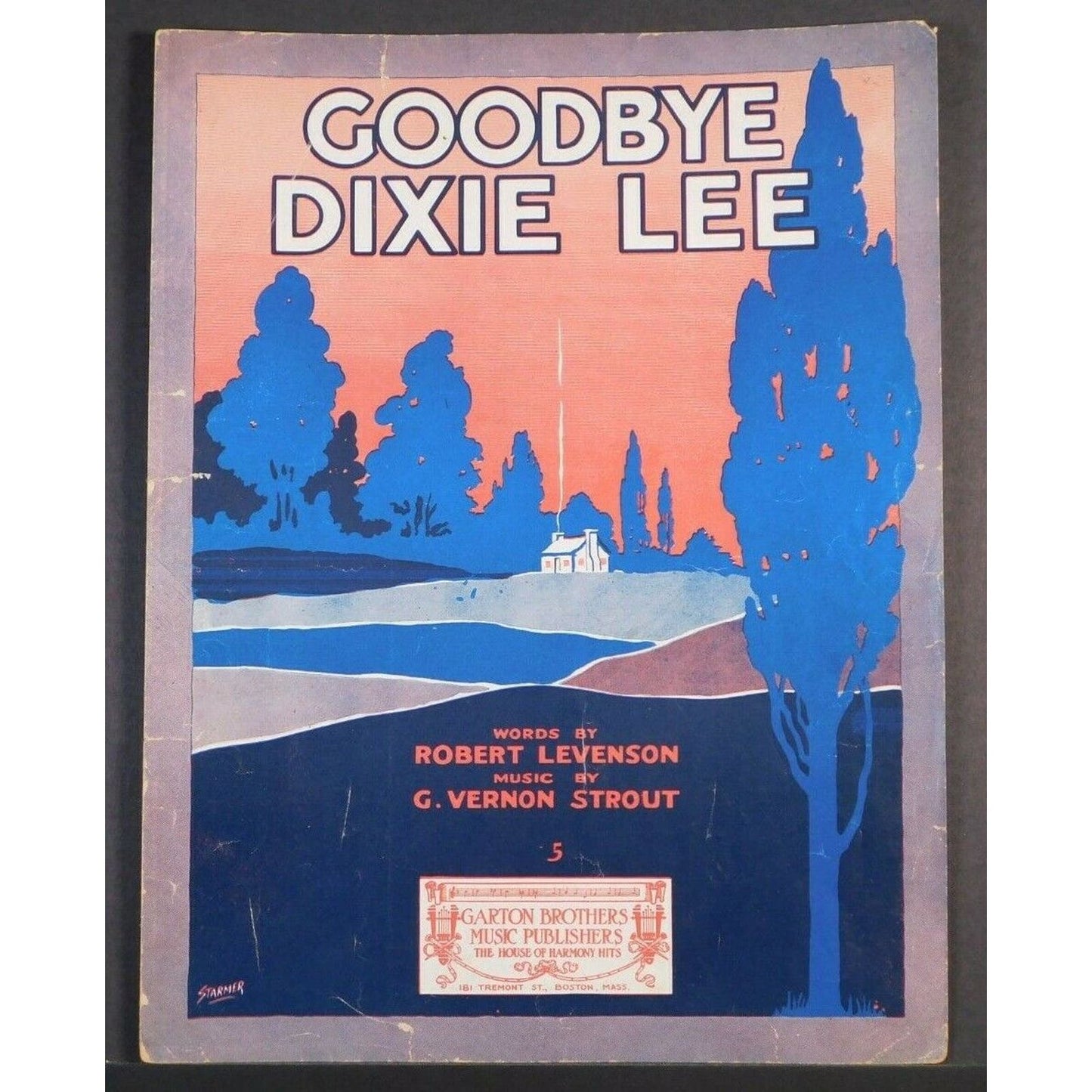 WWI Sheet Music - "Goodbye Dixie Lee" Robert Levenson & G. Vernon Strout