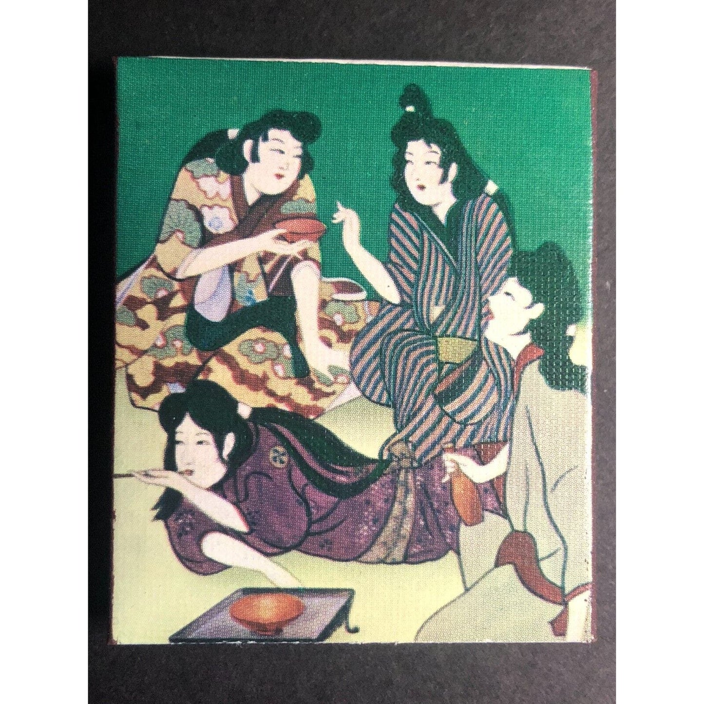 Japanese Women Lounging Scene Art c1960's AKCO Co. Matchbox NOS VGC #13