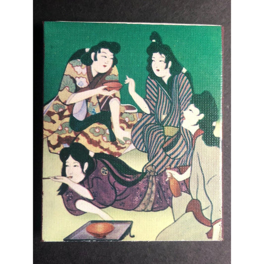 Japanese Women Lounging Scene Art c1960's AKCO Co. Matchbox NOS VGC #13