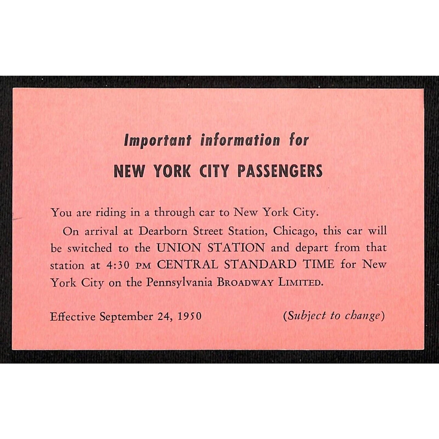 1950 Dearborn Street / Union Street / Pennsylvania Broadway Ltd Notice w/ Map