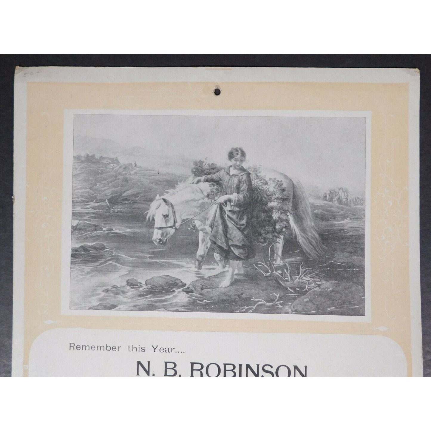 N. B. Robinson 1902 Calendar Williamstown Vermont - "Hardware Tinware & Paints"