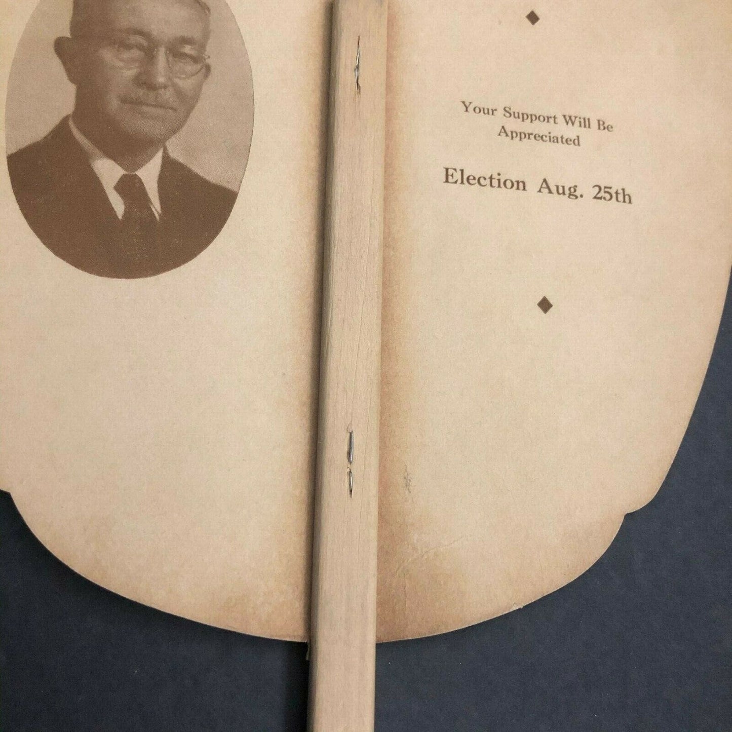 c1940 Advertising Hand Paper Fan "Elect A. M. Yost for Coroner" (Fresno) Cowboy