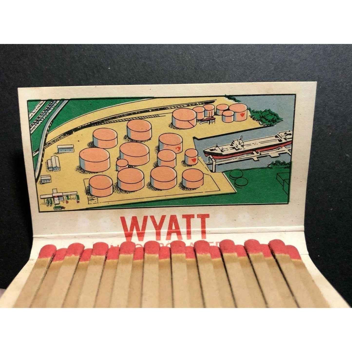 c1960's-70's Vintage Full 40 Strike Matchbook Wyatt Fuel Oil New Haven, CONN