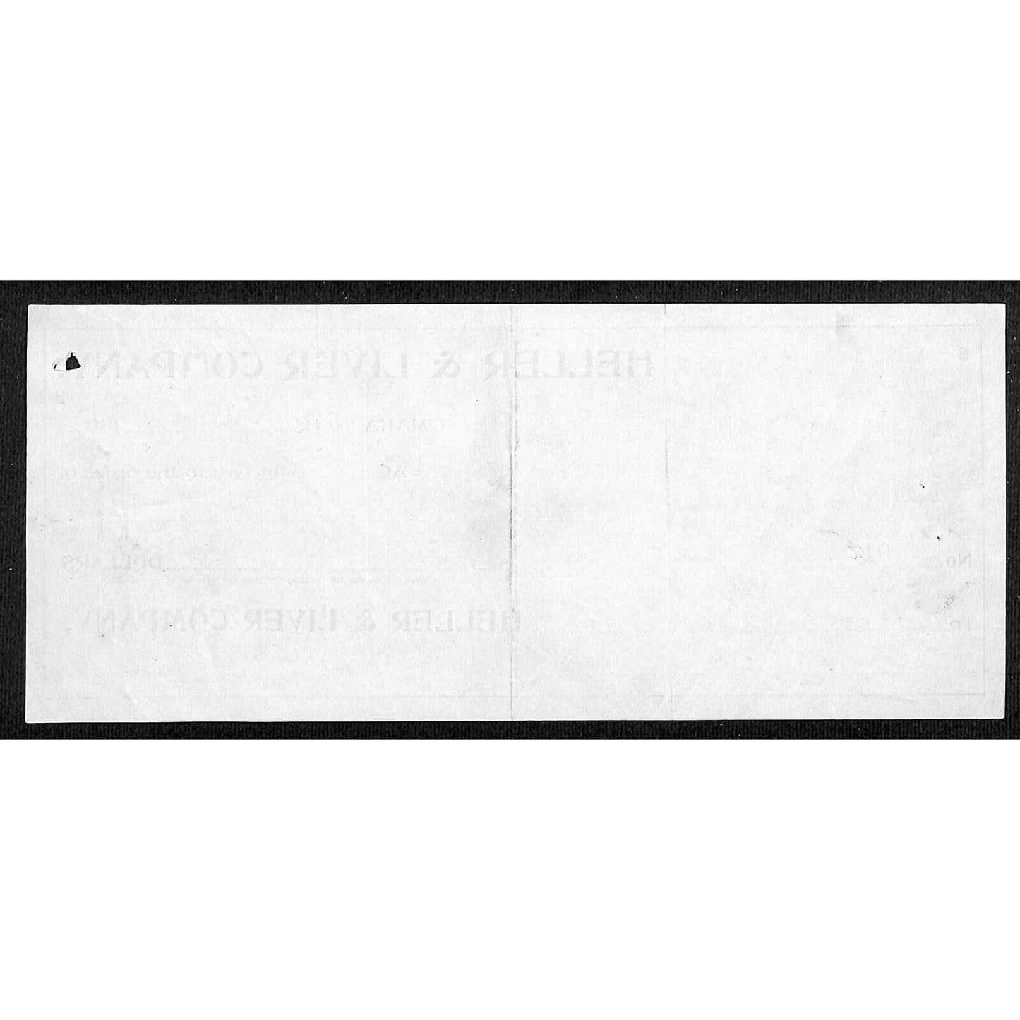 Omaha, NB Heller & Liver Co. (Butcher & Packer Tools) 1896 Bank Check