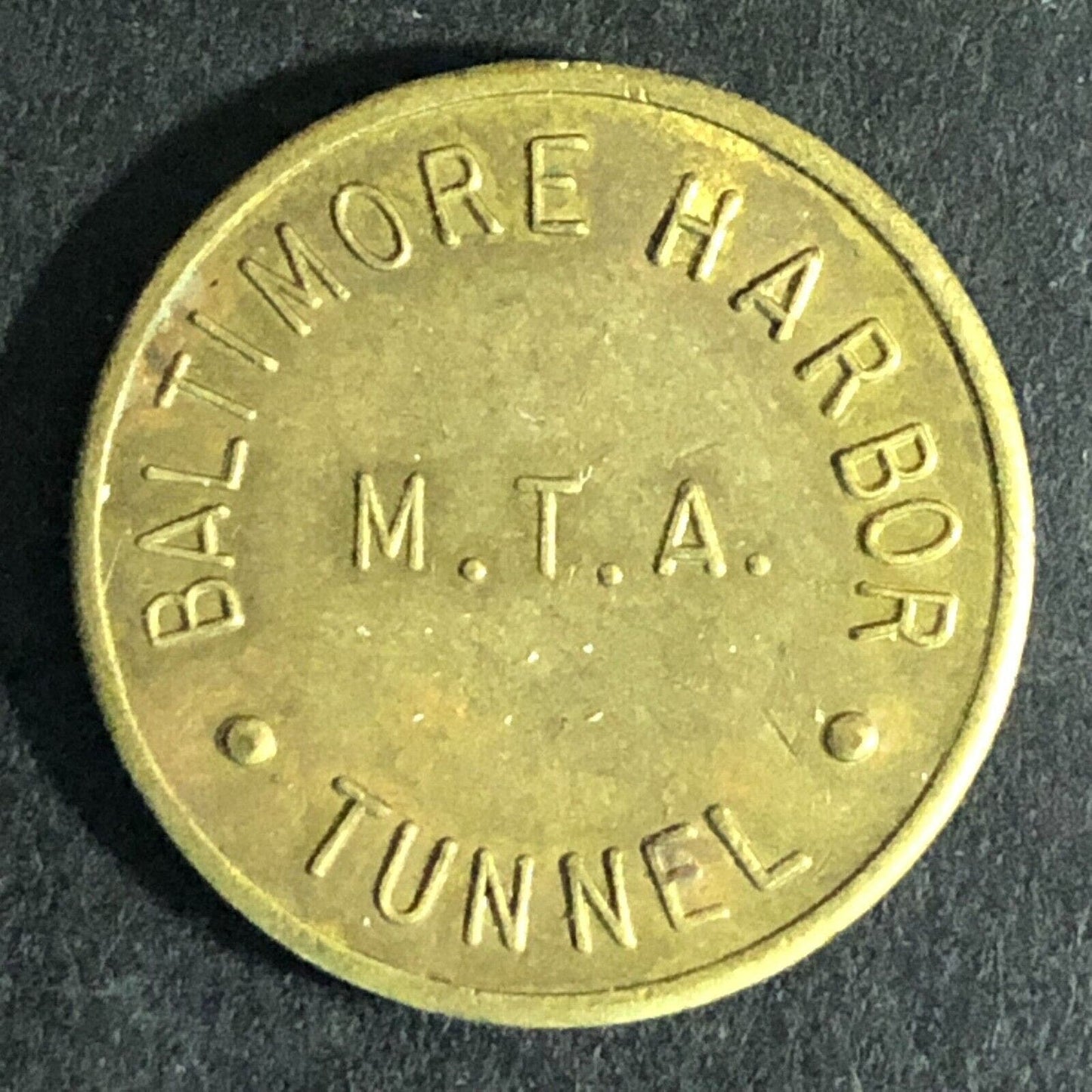 Baltimore Harbor Tunnel M.T.A. Brass G/F Transit Token 22mm c1973 Scarce