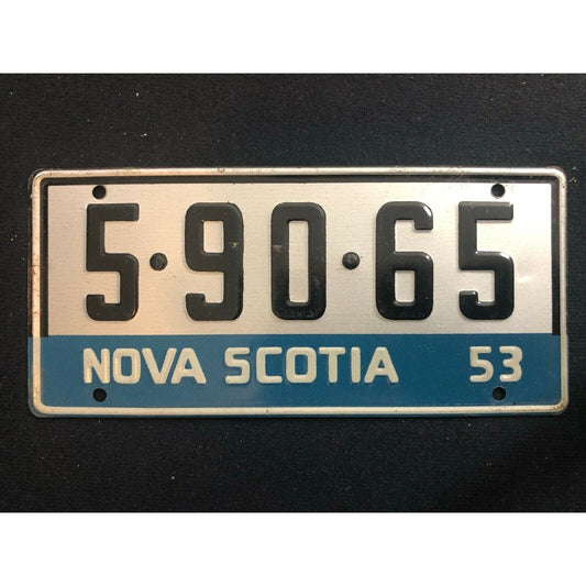 1953-54 General Mills Wheaties Tin Mini Bicycle License Plate - Nova Scotia