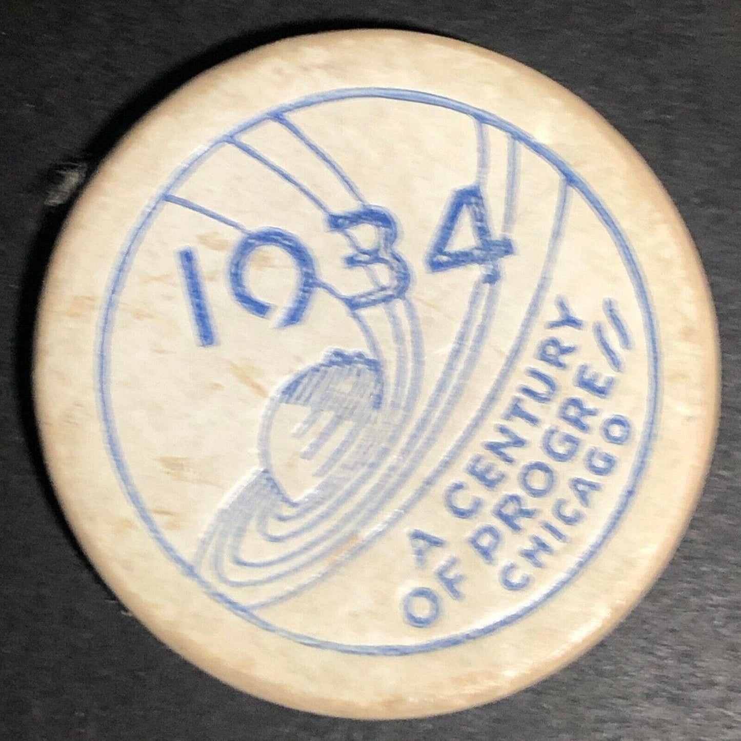 WHT World's Fair "Century of Progress" Fiber Advertising Poker Chip Eisenstadt