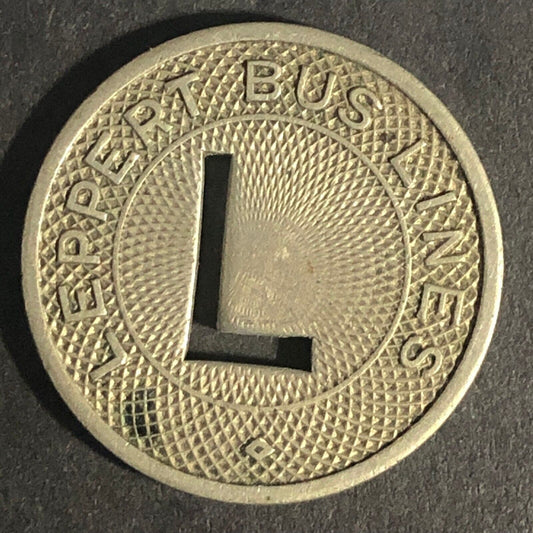 Leppert Bus Lines (Columbia, IN) G/F One Fare WM Token 23mm "L" Cutout