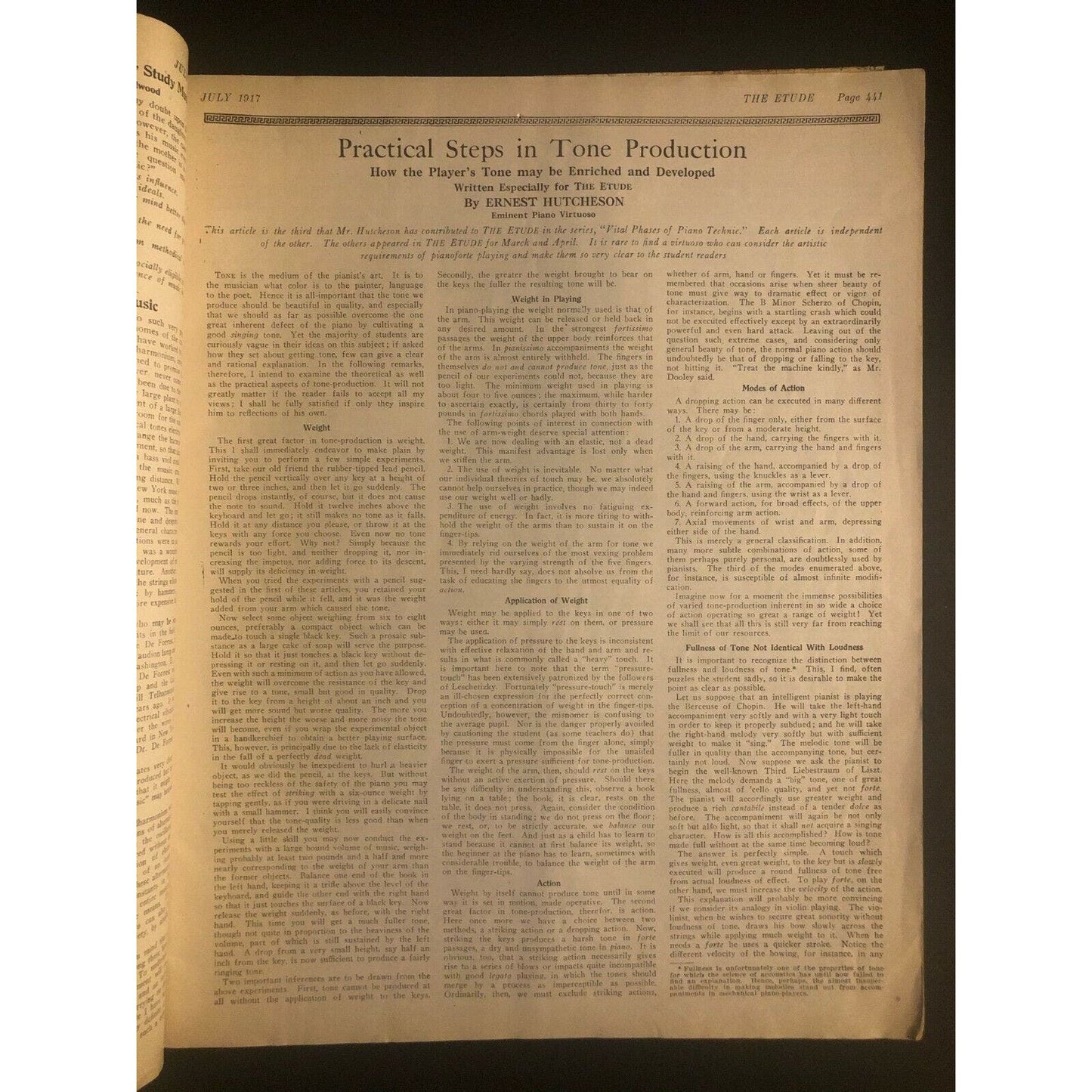 Vintage 1917 Sheet Music Magazine "The Etude" 60+ pages Uncle Sam Bugle
