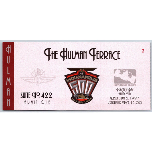 1997 Indy 500 Practice Day Hulman Terrace Ticket Stub Indianapolis #7