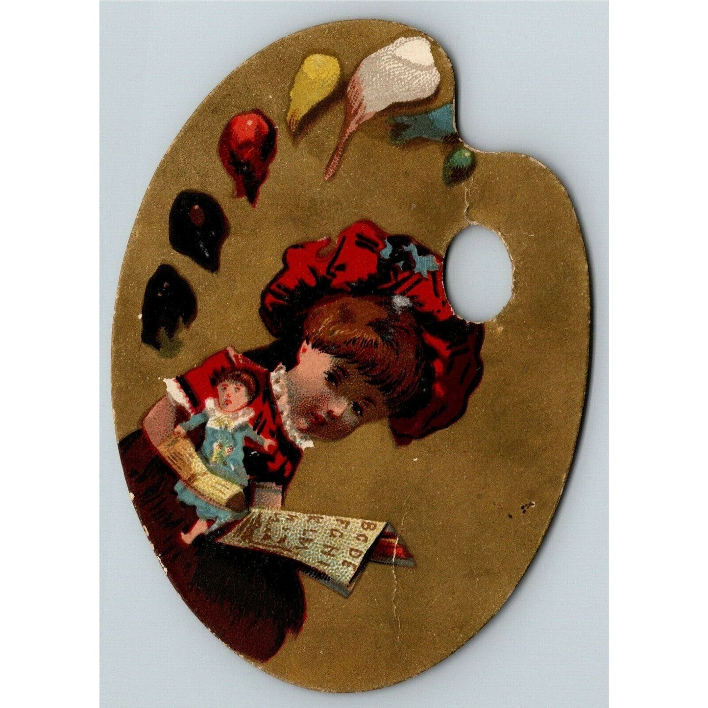 Die Cut Palette Victorian Trade Card - Child Reads From Page Pittsburgh, PA?