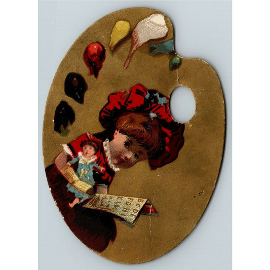 Die Cut Palette Victorian Trade Card - Child Reads From Page Pittsburgh, PA?