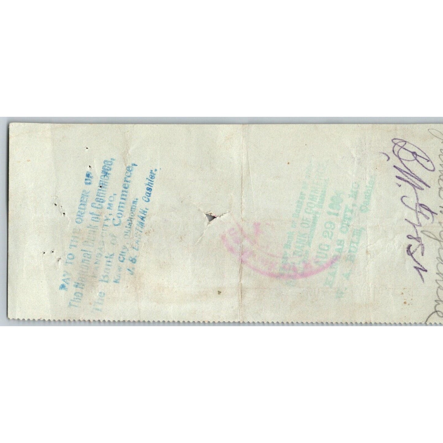 Newkirk, Oklahoma Territory 1904 "Bank of Santa Fe" Check - Scarce