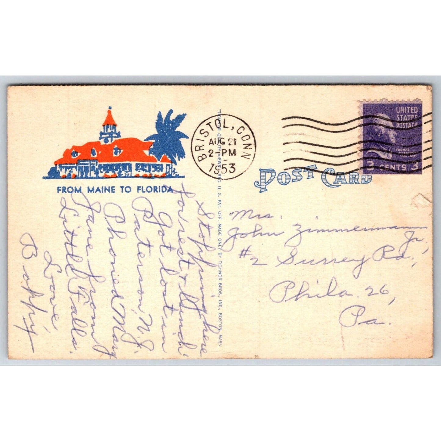 Howard Johnson's Ice Cream Grille Linen Advertising Postcard PM 1953