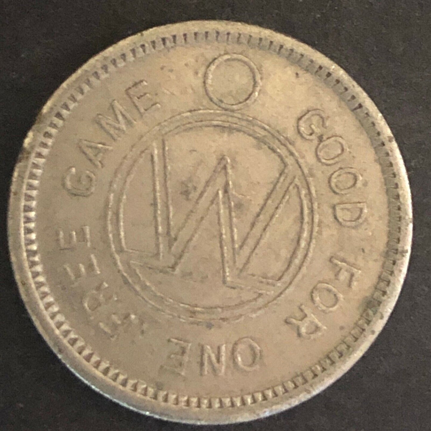 Vintage 22mm Brass "W" Good For One Free Game Token