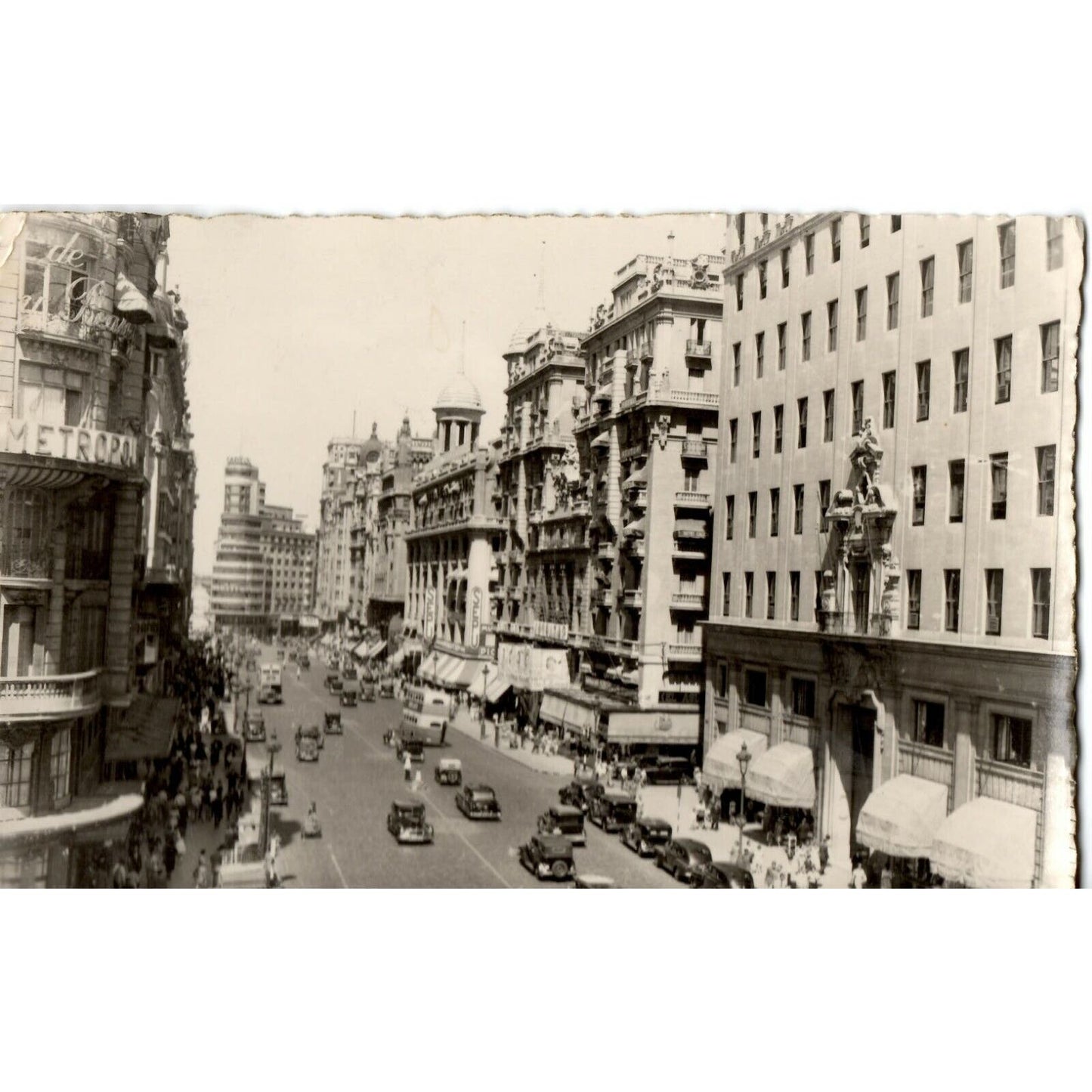 1956 RPPC - Busy Avenida de Jose Antonio, Madrid - Automobile Postcard