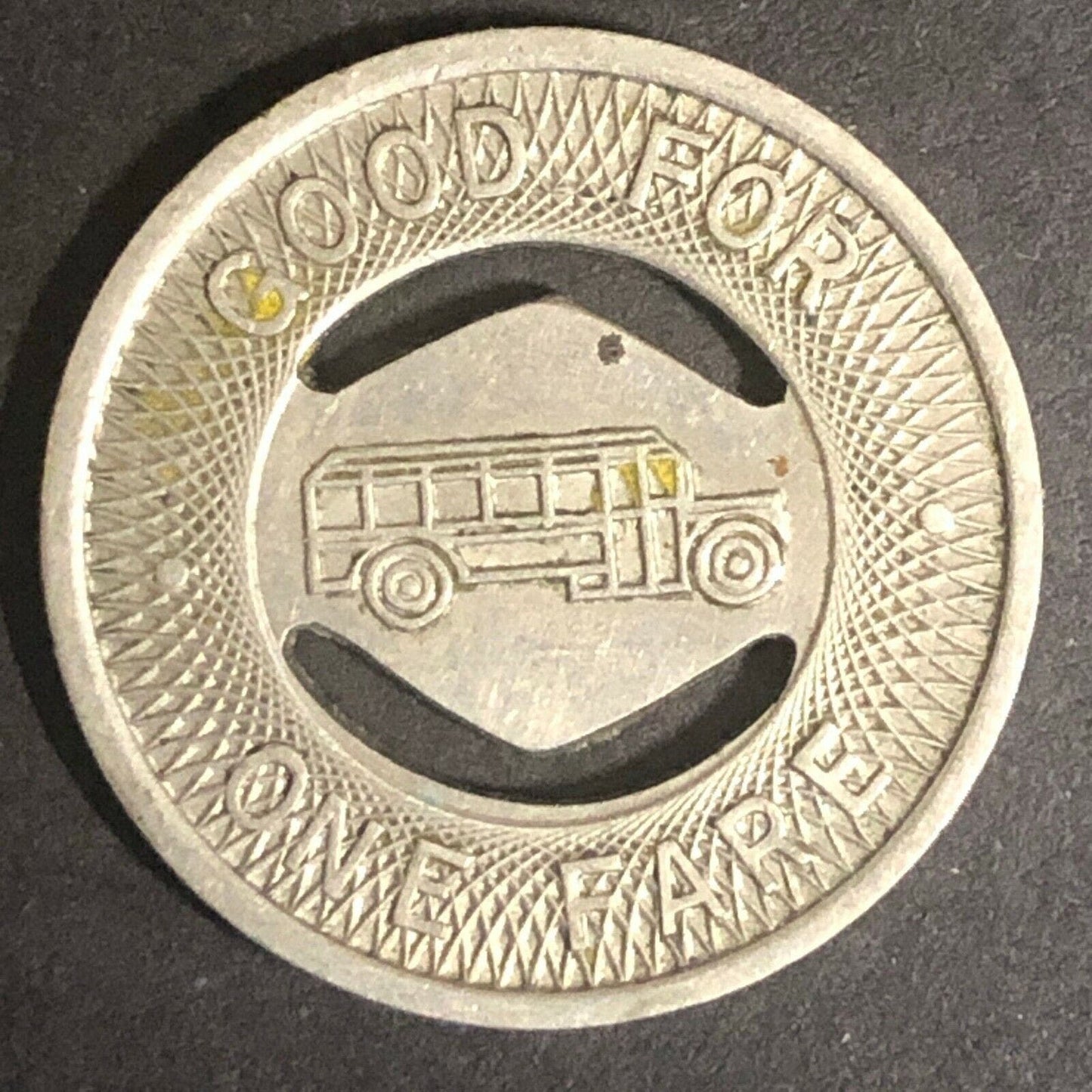 c1940's 21mm S.B. Denney Bus Company G/F One Fare Token Muncie Indiana