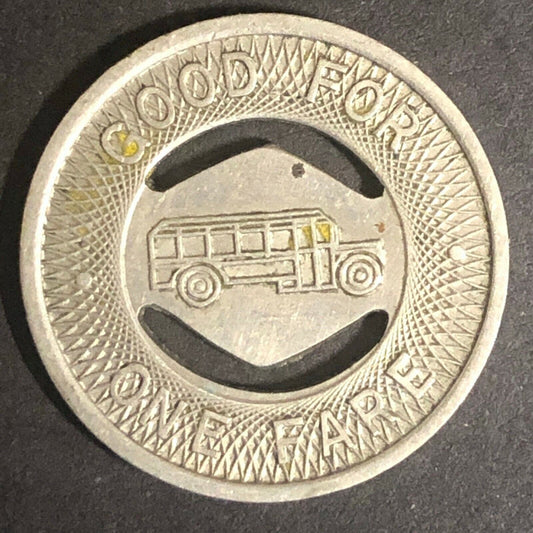 c1940's 21mm S.B. Denney Bus Company G/F One Fare Token Muncie Indiana