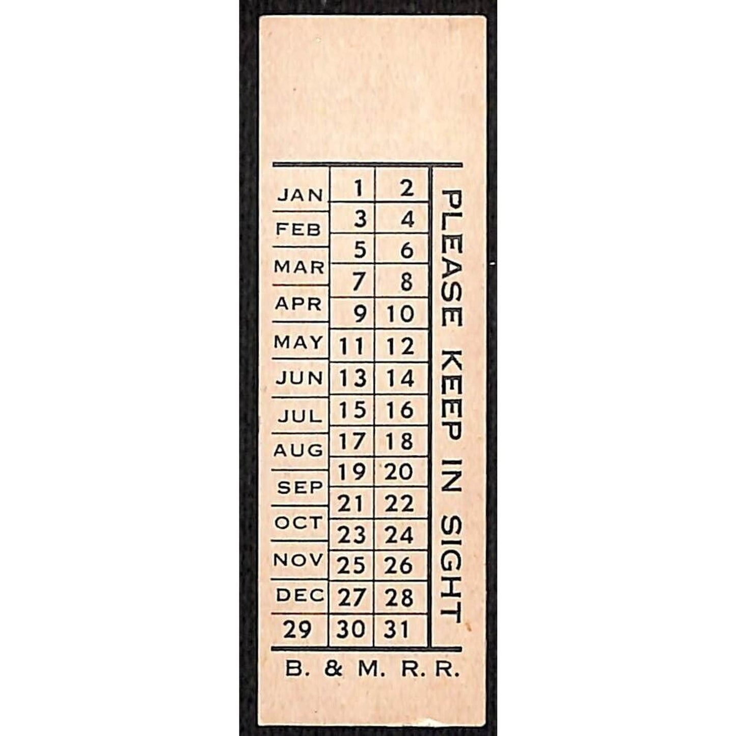 Boston & Maine Railroad BM Unused Seat Check c1920's-1940's VGC
