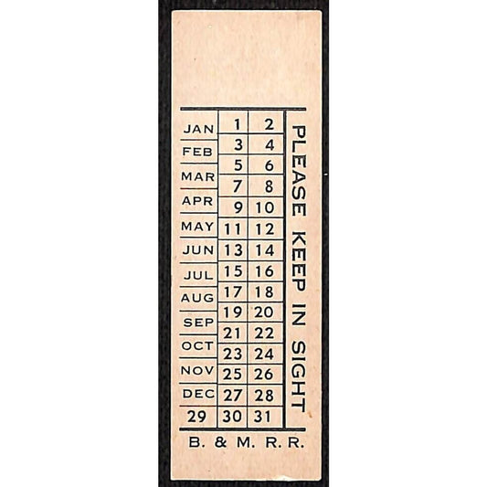 Boston & Maine Railroad BM Unused Seat Check c1920's-1940's VGC