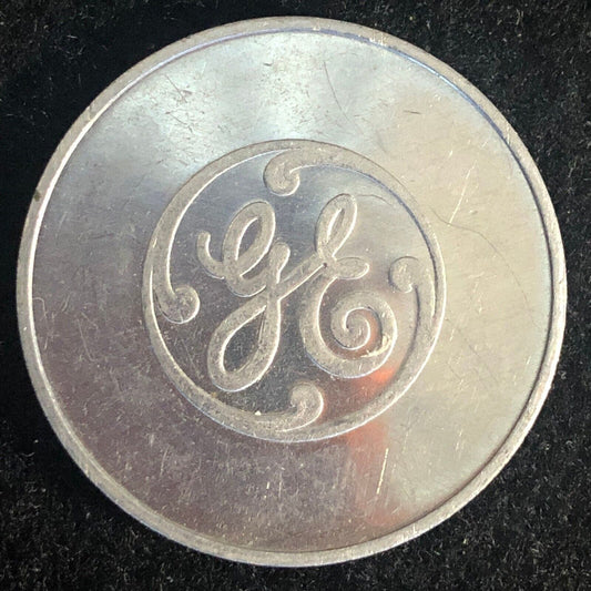GE General Electric Semiconductor 10th Anniv. Alum. Medallion / Token 32mm c1960
