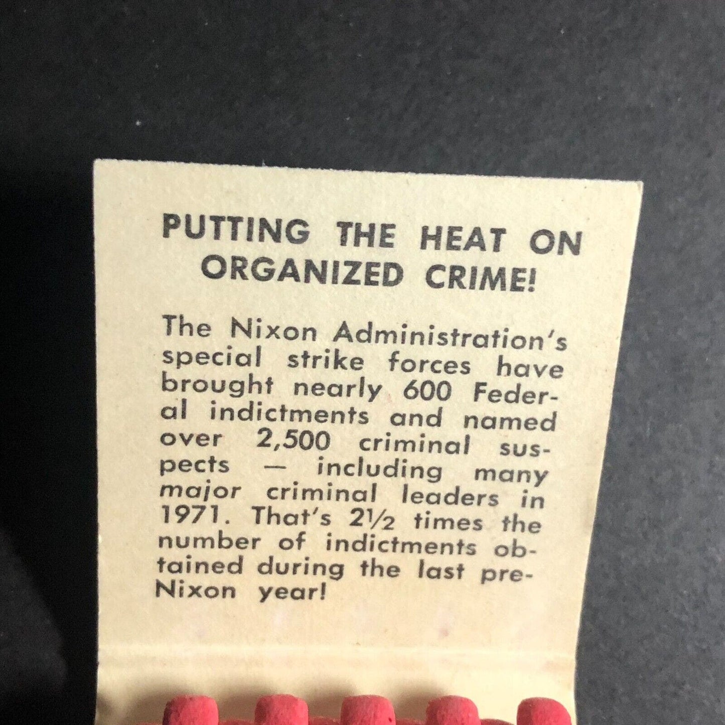 "Nixon Now" Full Matchbook c1971 - 1972 Campaign VGC