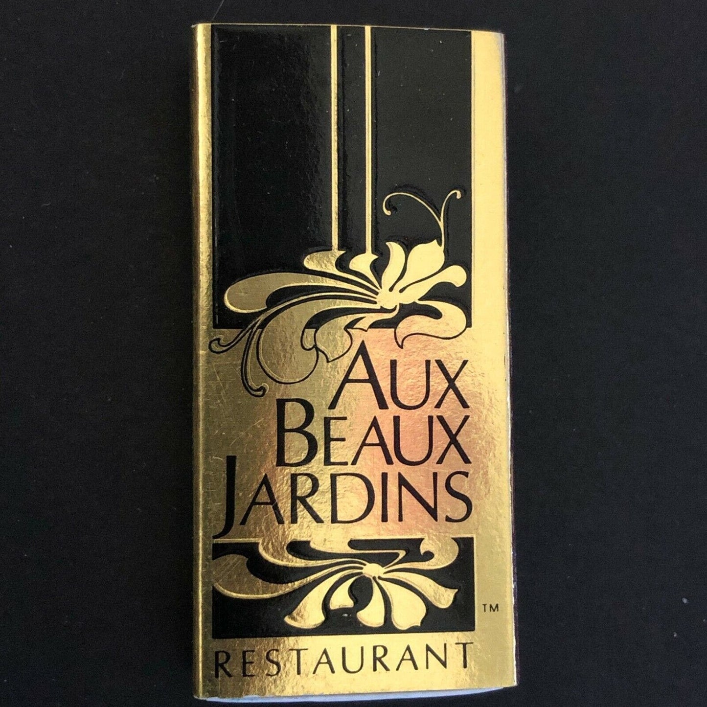 c1980's-90's Wooden Matchbox Matchbook Aux Beaux Jardins Restaurant Stamford, CT