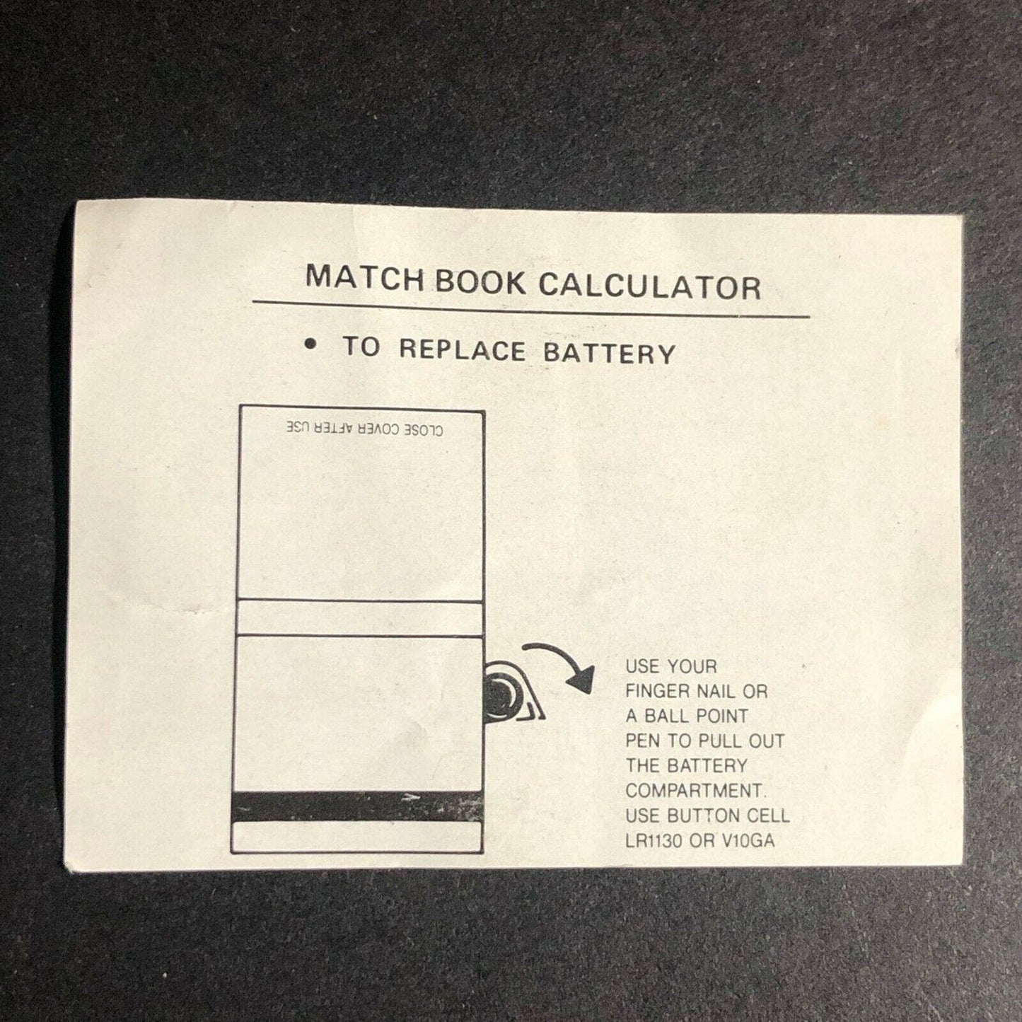 Vintage 1990's Calculator Disguised as a Matchbook