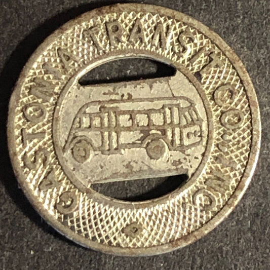 Gastonia Transit Co. (NC) Brass G/F One Fare Bus Token 16.4mm