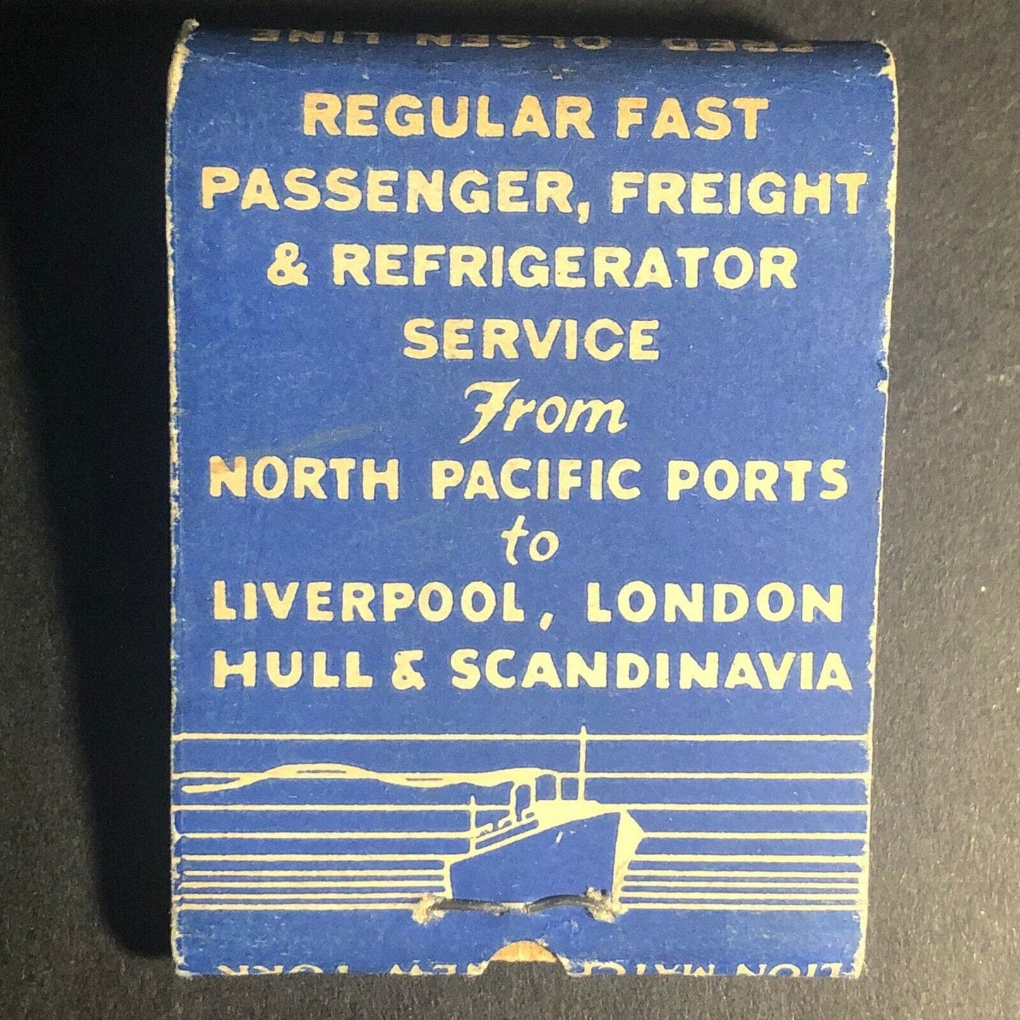 Fred. Olsen Line North Pacific Full 20-Strike Matchbook c1940 VGC Very Scarce