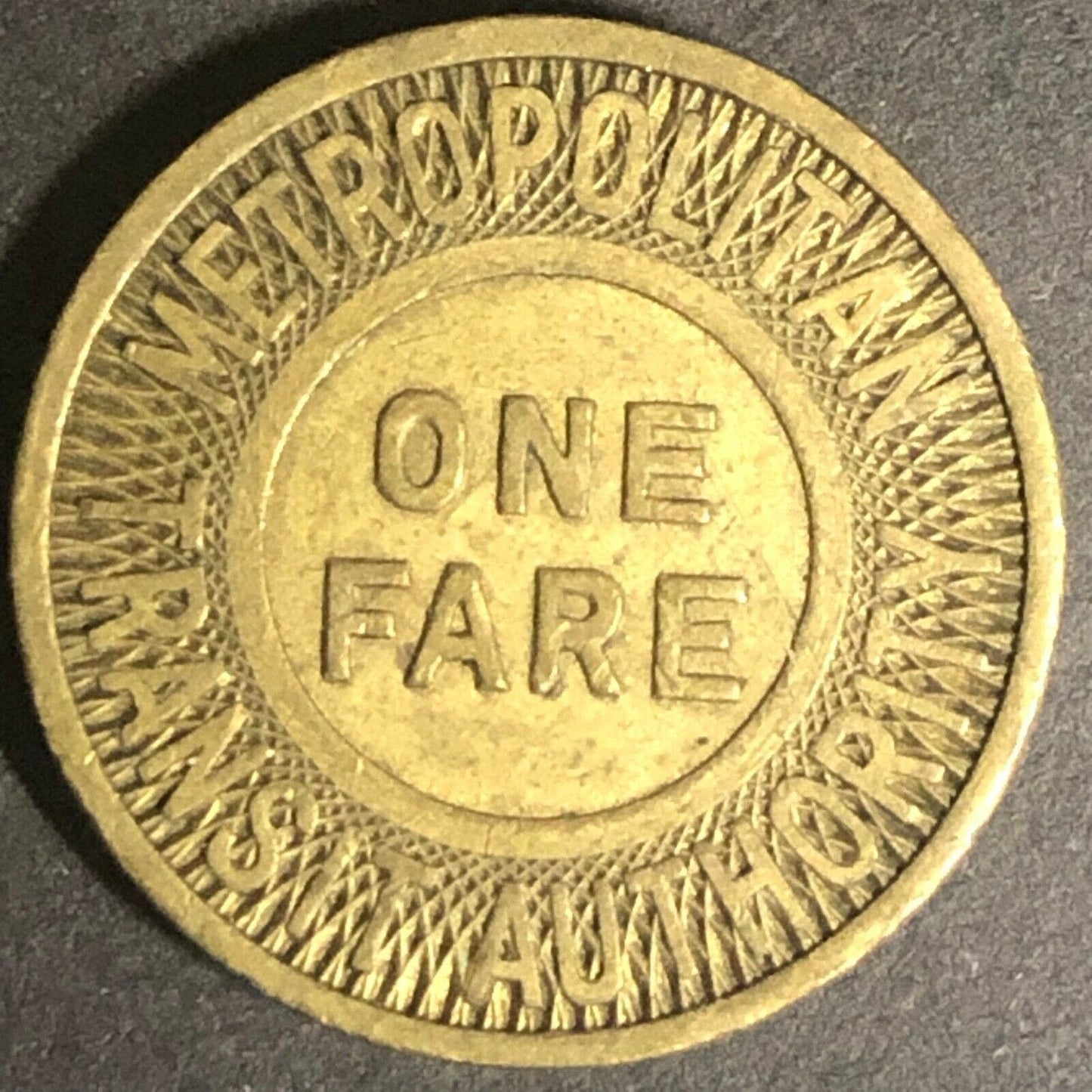 c1951 20mm Metropolitan Transit Authority One Fare Brass Transit Token Boston
