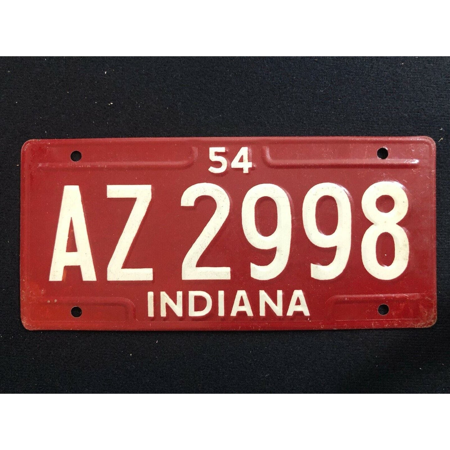 1953-54 General Mills Wheaties Tin Mini Bicycle License Plate - Indiana