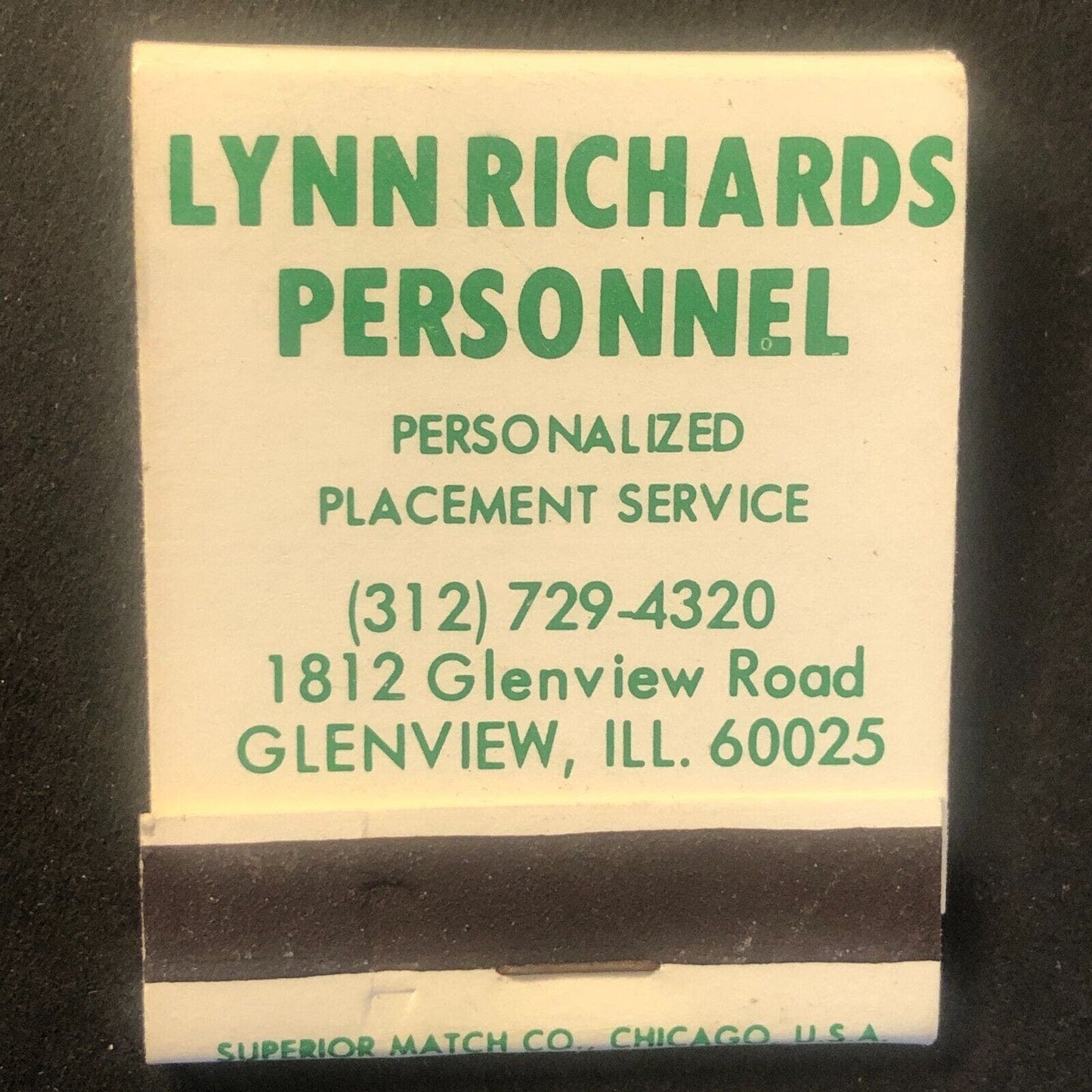 Lynn Richards Personnel Glenview, IL Vintage Full Matchbook c1964-73 VGC