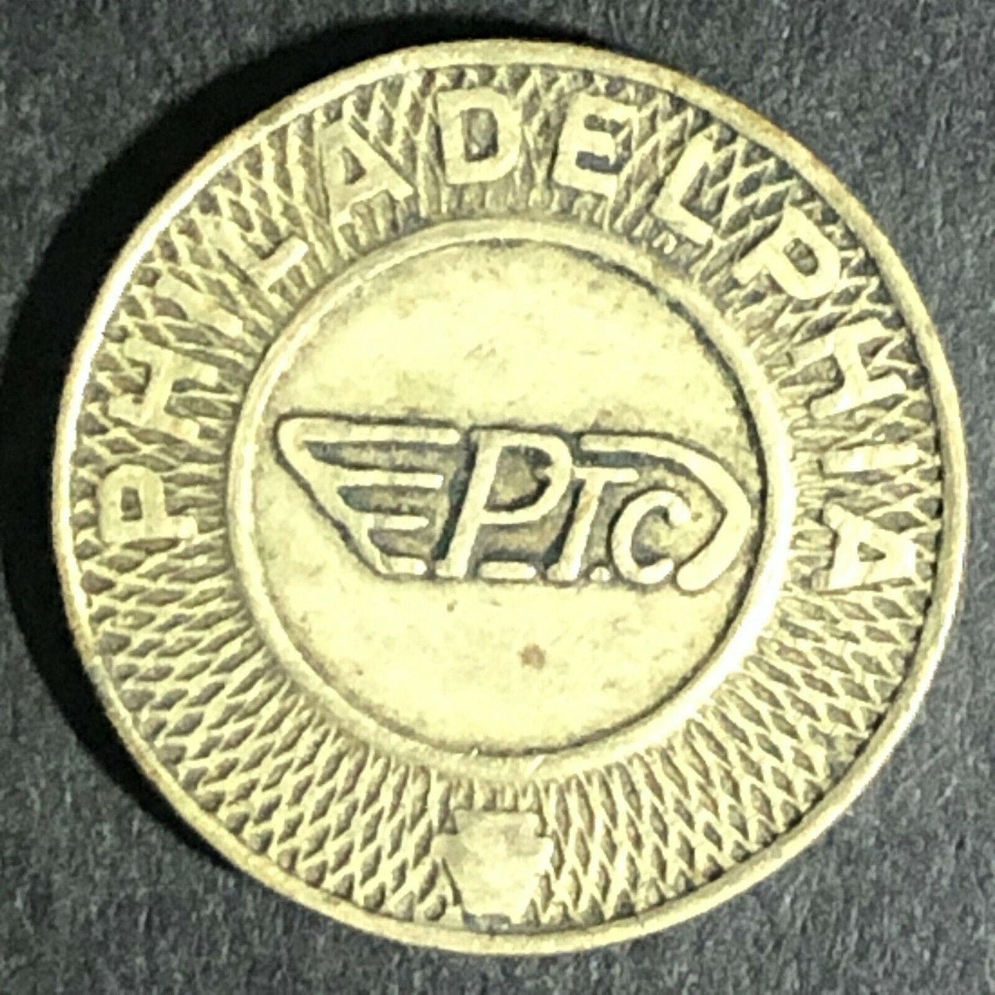 Brass G/F One Fare Transit Token Philadelphia Transportation Co. PTC 16mm (1864)