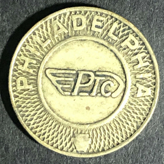 Brass G/F One Fare Transit Token Philadelphia Transportation Co. PTC 16mm (1864)