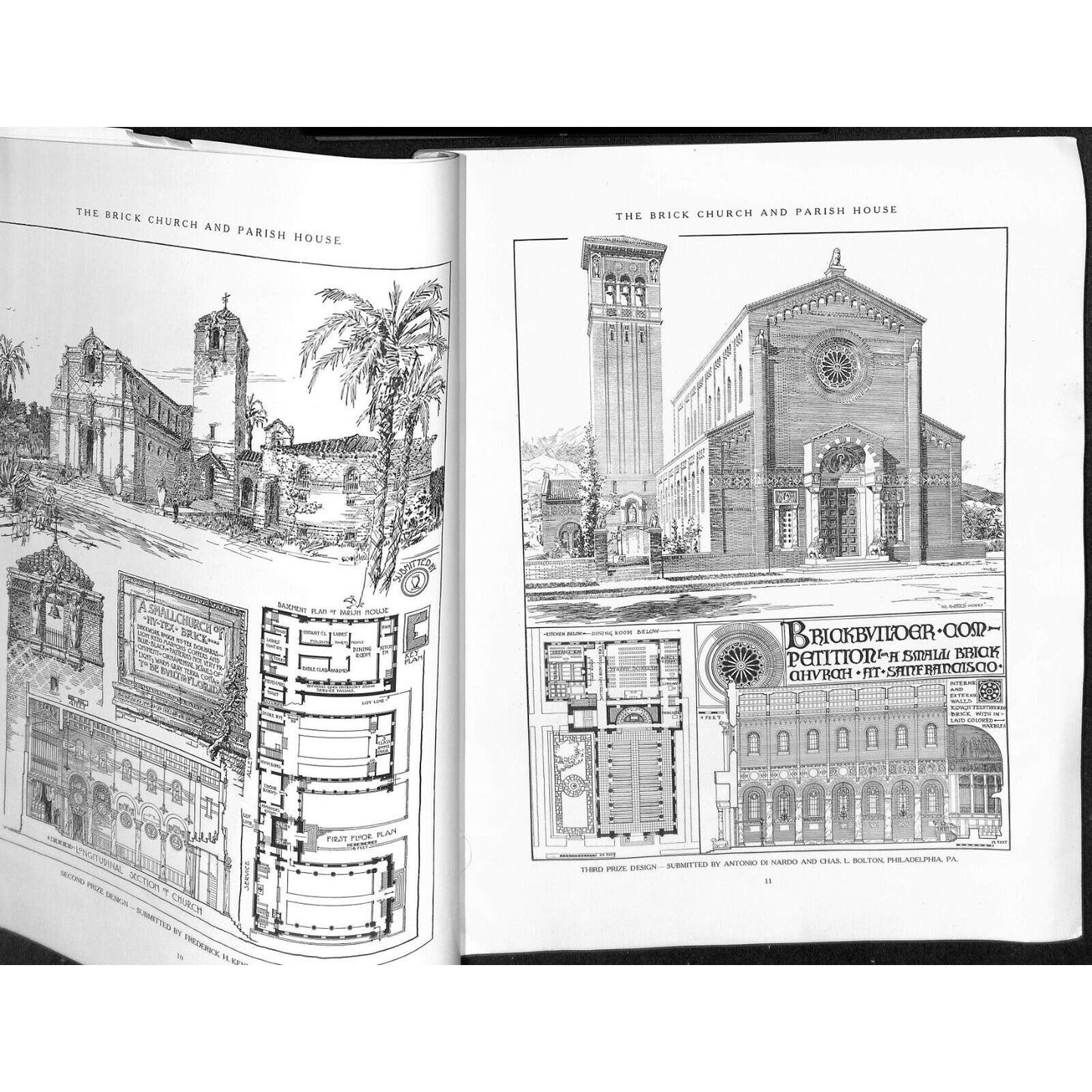 Scarce 1915 "The Brick Church and Parish House" 80pp. Large Format Designs