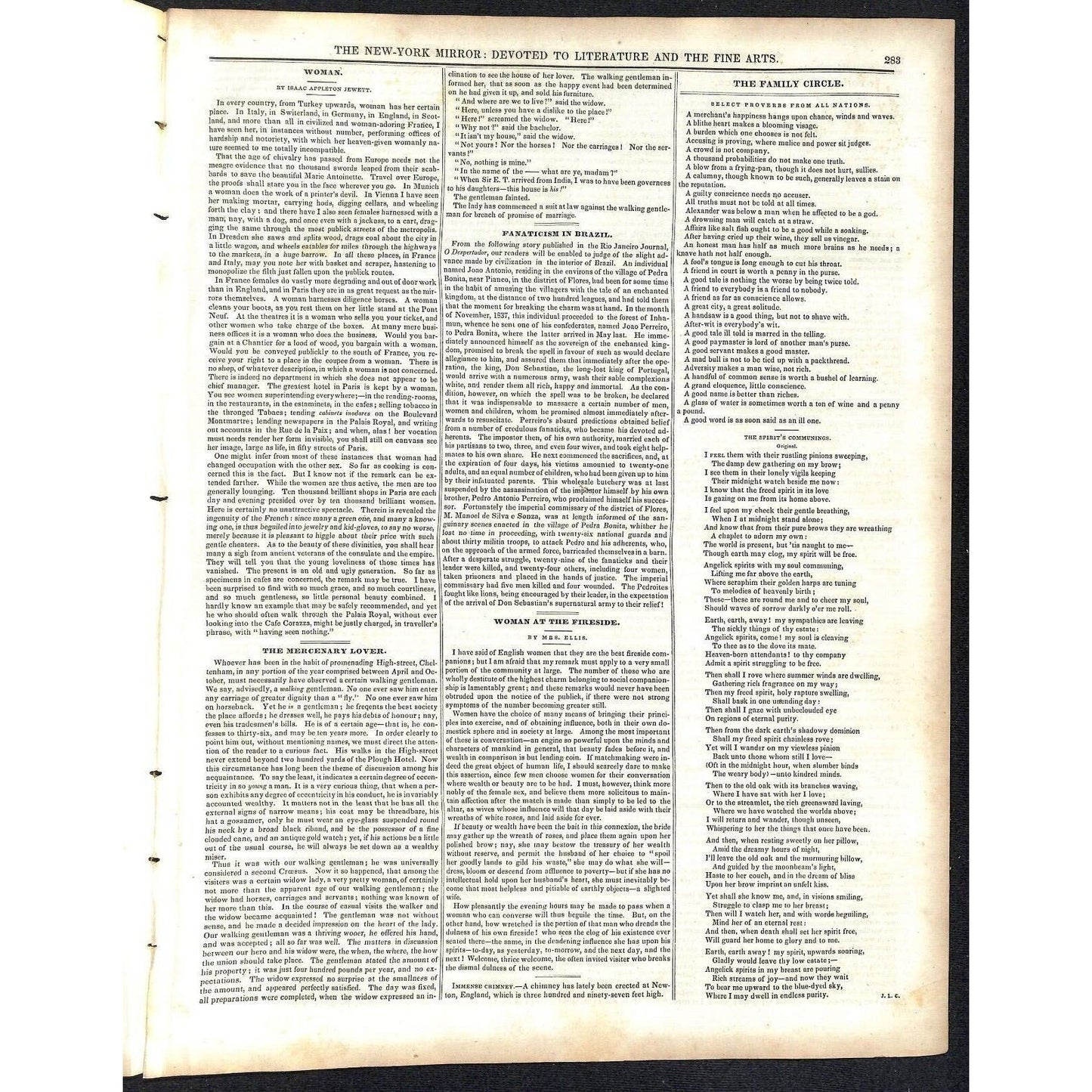 New-York Mirror Weekly Journal Literature Fine Arts Newspaper 3/2/1839