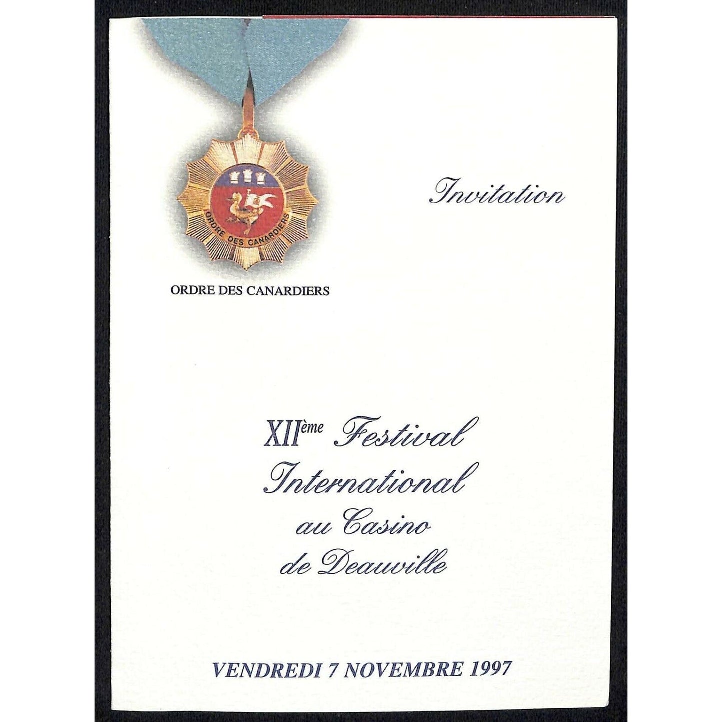 1997 Ordre Des Canardiers Festival Intl. au Casino de Deauville Invitation Prog