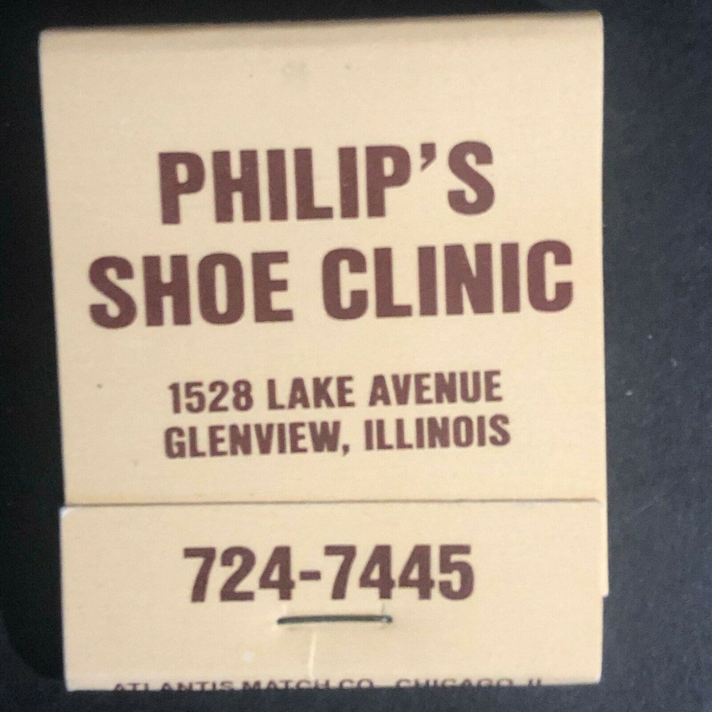 Vintage c1970's-80's Full Matchbook "Philip's Shoe Clinic" Glenview, IL