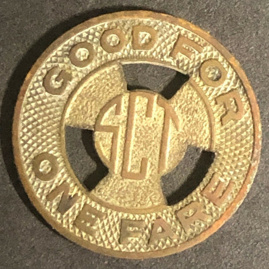 c1946 16mm Sioux City Transit Co. - G/F One Fare Brass Token Iowa