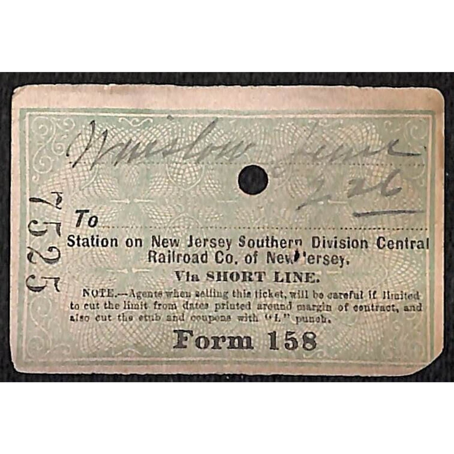 New York & Long Branch Railroad 1897 Ticket North Asbury Park Rumson Beach #7525